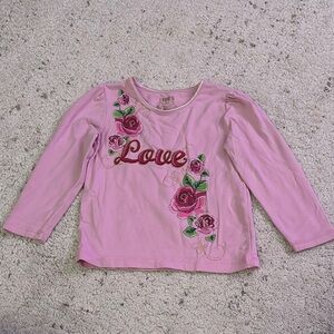 The Children’s Place Pink Long Sleeve Shirt with Floral and Embroidery Size 4T